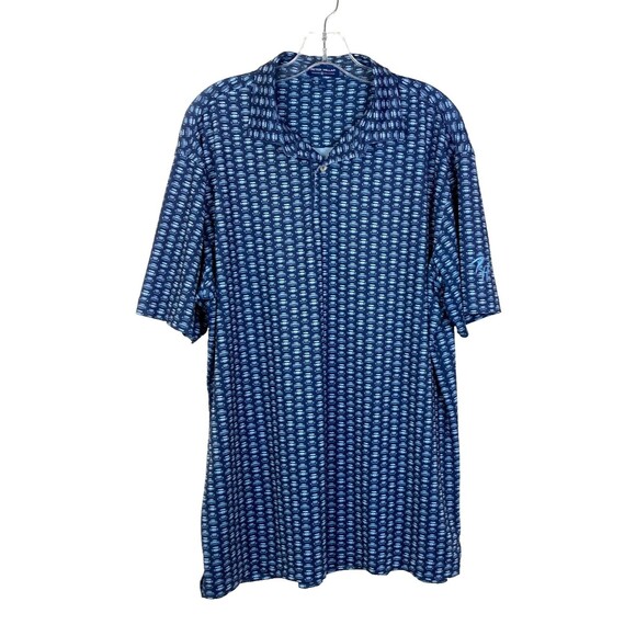 Peter Millar Men's Crown Crafted Polo Shirt Size L Blue White Golf - Picture 1 of 6